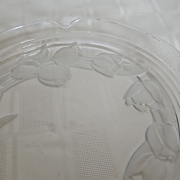 Clear Glass Floral Serving Tray 15"-15" - Picture 11 of 16